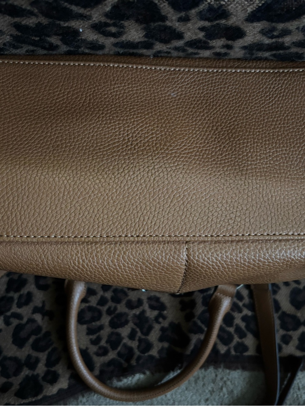 Nine West Tan Textured Leather Tote with Front Zipper - Picture 5 of 7